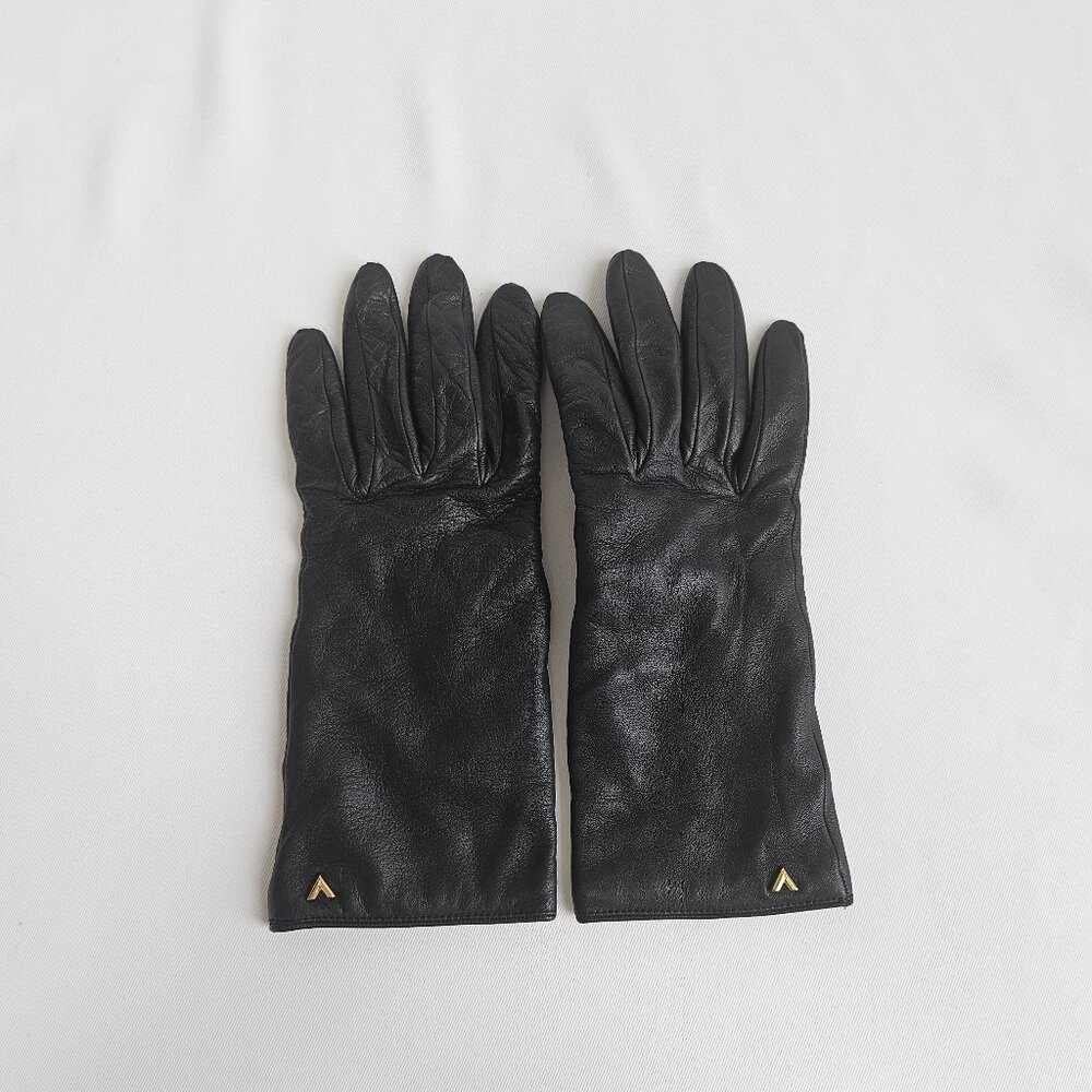 Louis Vuitton womens black leather gloves